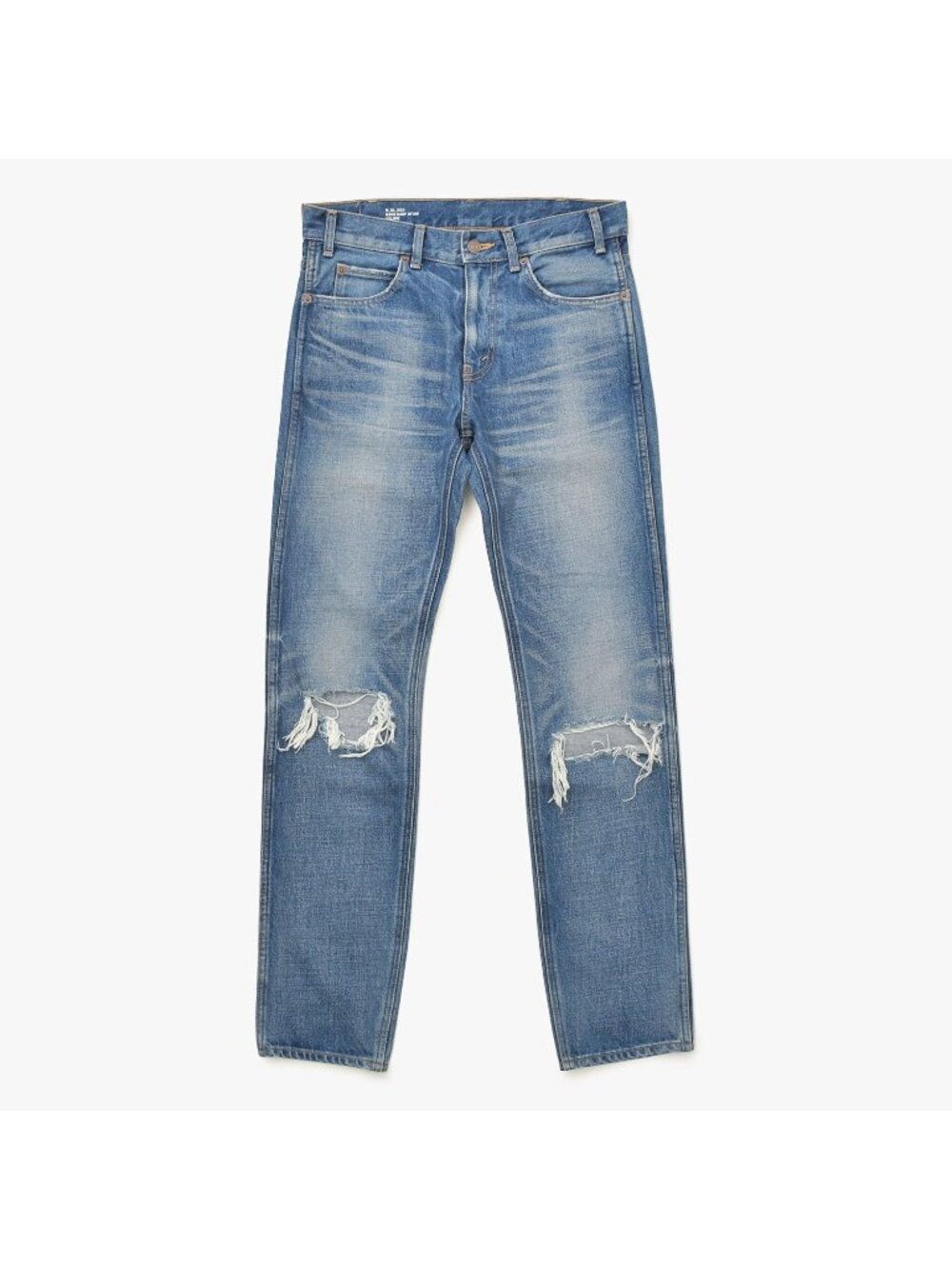 Celine Knee Crush Distressed Straight Denim Pants Union Wash Hedi Slimane Jeans